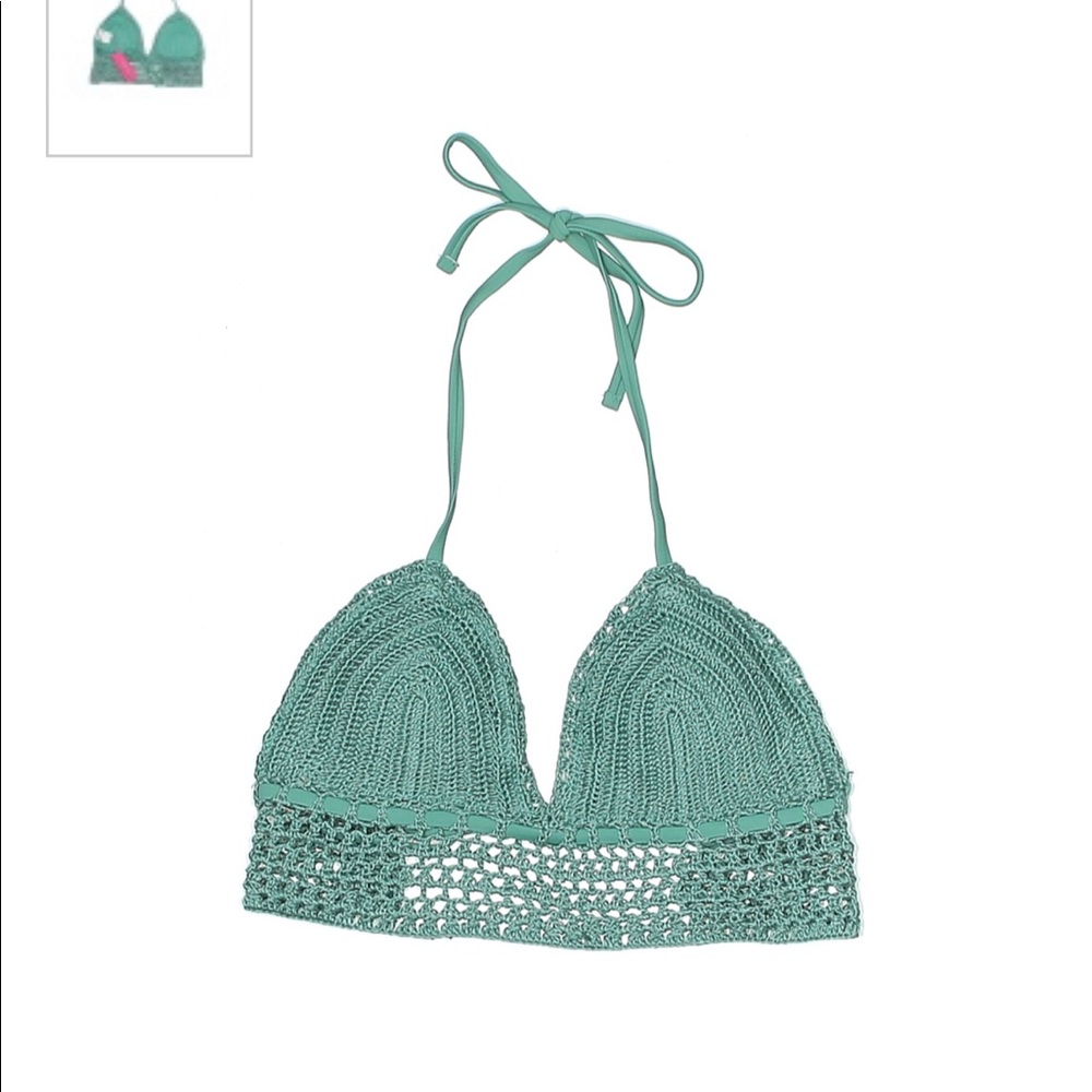 Xhilaration Teal Green Croqued Bikini Top Medium - Picture 3 of 7